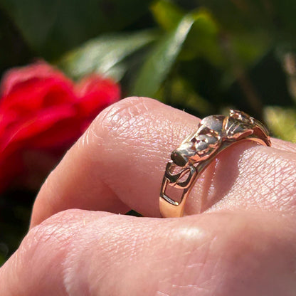 Vintage Early Edition Clogau Tree of Life Ring UK P / US 8 Rose and Yellow 9ct Gold - Welsh Celtic Jewelry