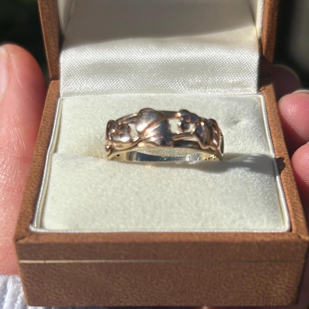 Vintage Early Edition Clogau Tree of Life Ring UK P / US 8 Rose and Yellow 9ct Gold - Welsh Celtic Jewelry