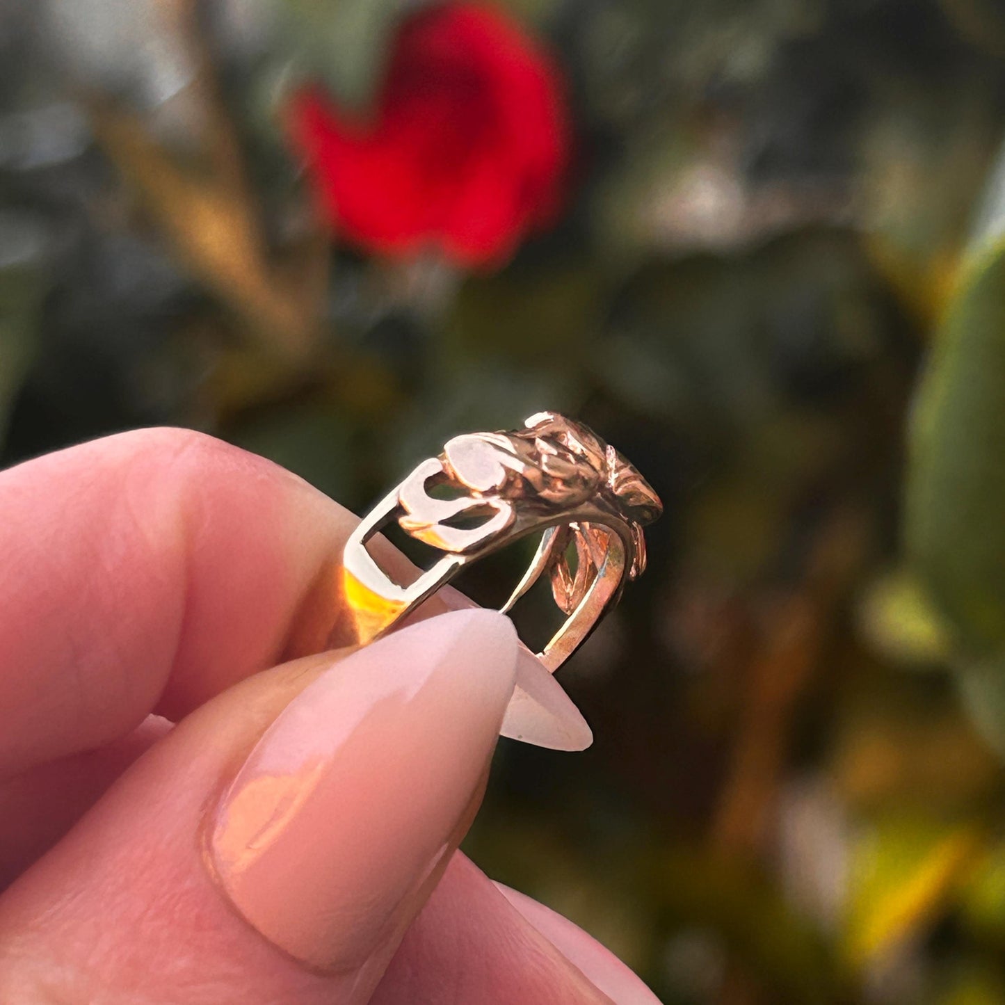 Vintage Early Edition Clogau Tree of Life Ring UK P / US 8 Rose and Yellow 9ct Gold - Welsh Celtic Jewelry
