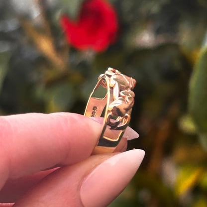 Vintage Early Edition Clogau Tree of Life Ring UK P / US 8 Rose and Yellow 9ct Gold - Welsh Celtic Jewelry