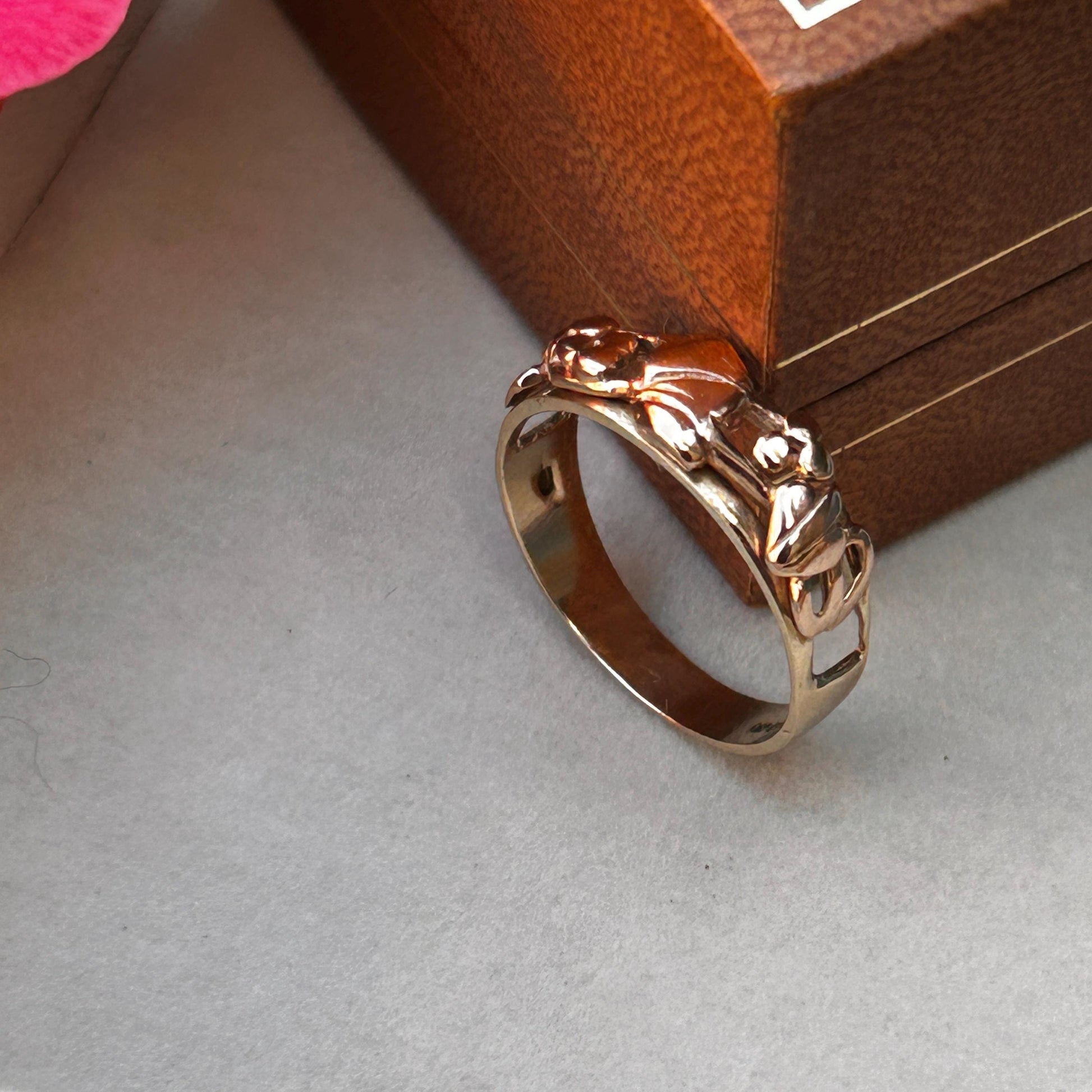 Vintage Early Edition Clogau Tree of Life Ring UK P / US 8 Rose and Yellow 9ct Gold - Welsh Celtic Jewelry