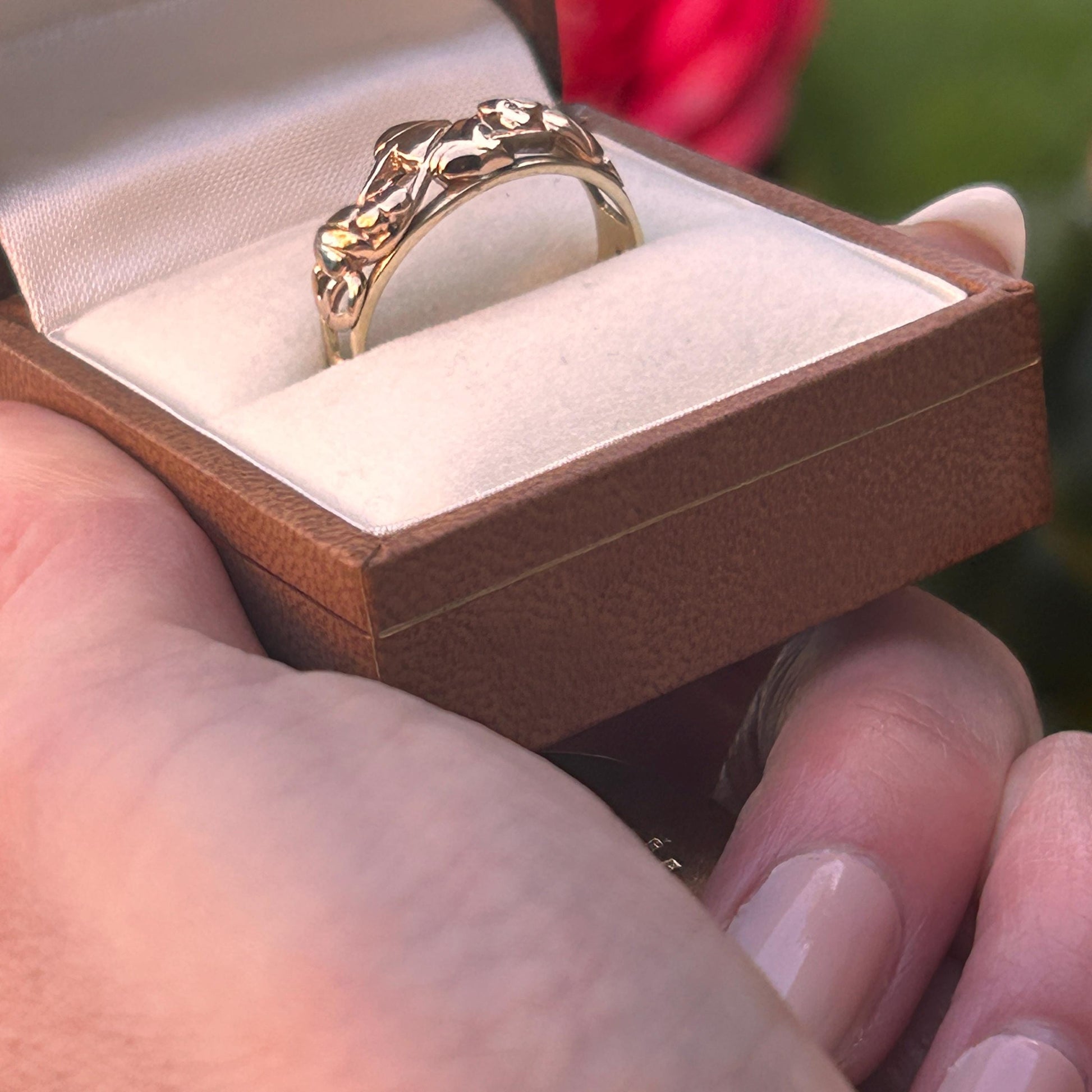 Vintage Early Edition Clogau Tree of Life Ring UK P / US 8 Rose and Yellow 9ct Gold - Welsh Celtic Jewelry