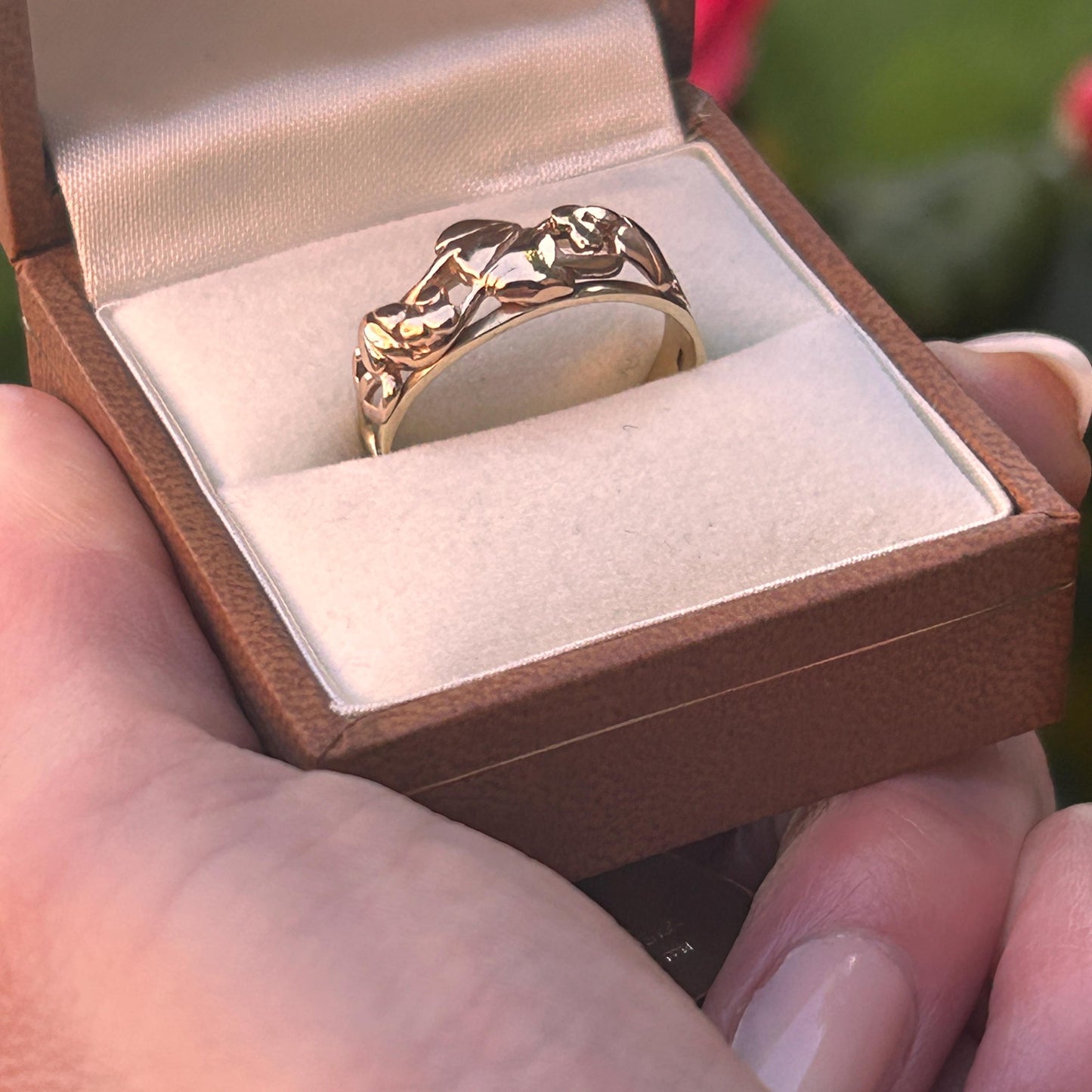 Vintage Early Edition Clogau Tree of Life Ring UK P / US 8 Rose and Yellow 9ct Gold - Welsh Celtic Jewelry