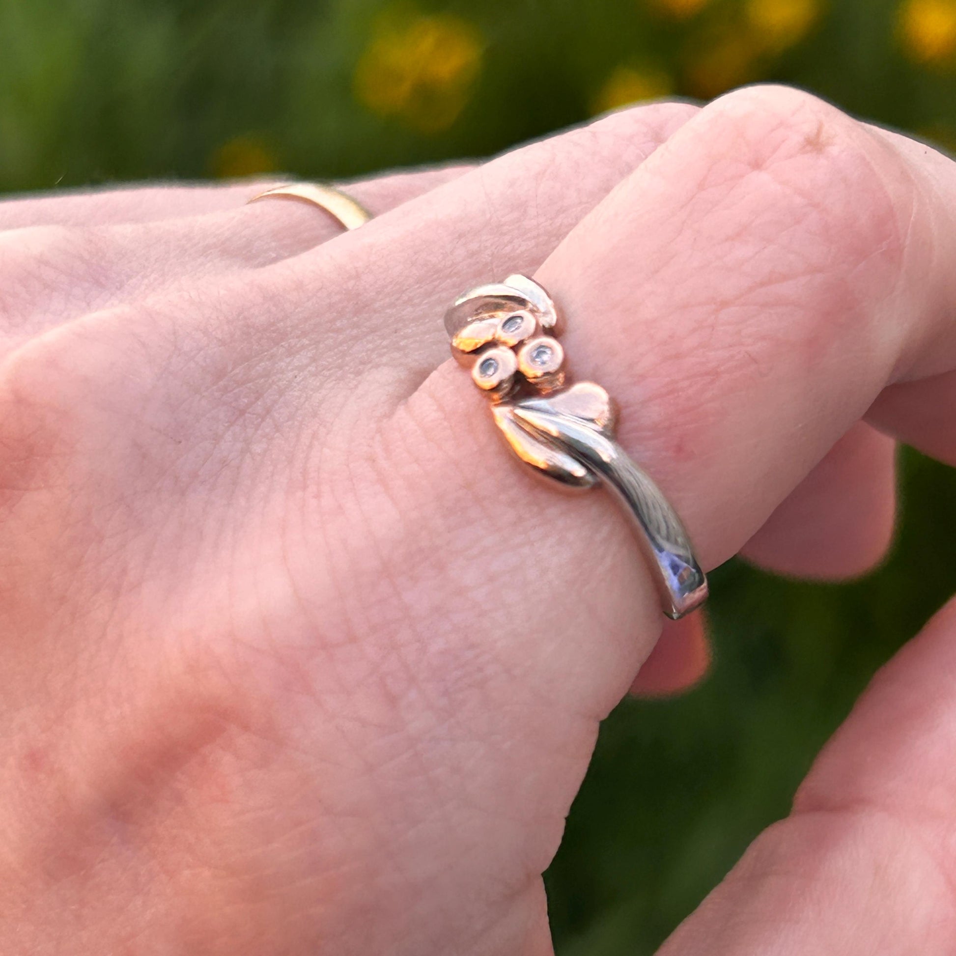 Vintage Clogau White Gold and Rose Gold Diamond Tree of Life Ring Size UK - K / US - 5.5