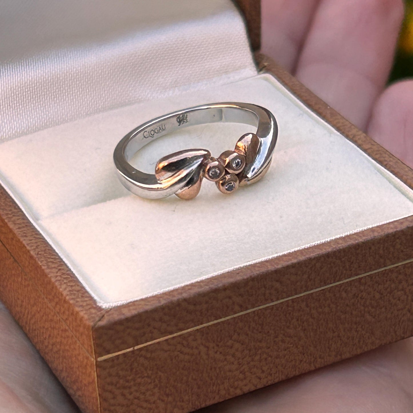 Vintage Clogau White Gold and Rose Gold Diamond Tree of Life Ring Size UK - K / US - 5.5