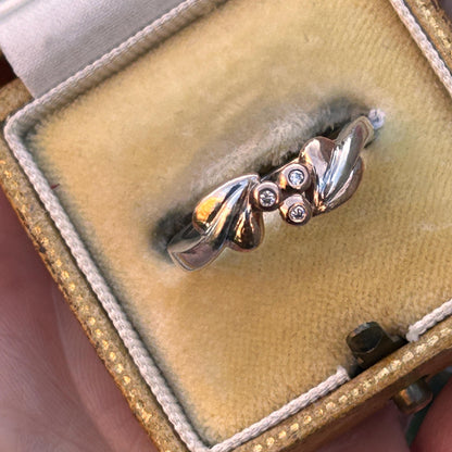 Vintage Clogau White Gold and Rose Gold Diamond Tree of Life Ring Size UK - K / US - 5.5