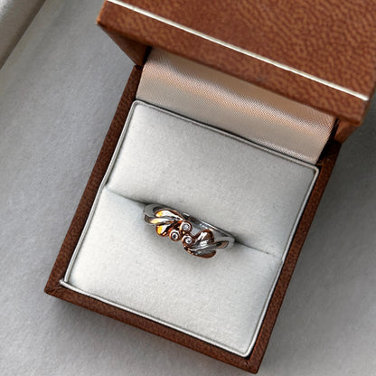 Vintage Clogau White Gold and Rose Gold Diamond Tree of Life Ring Size UK - K / US - 5.5