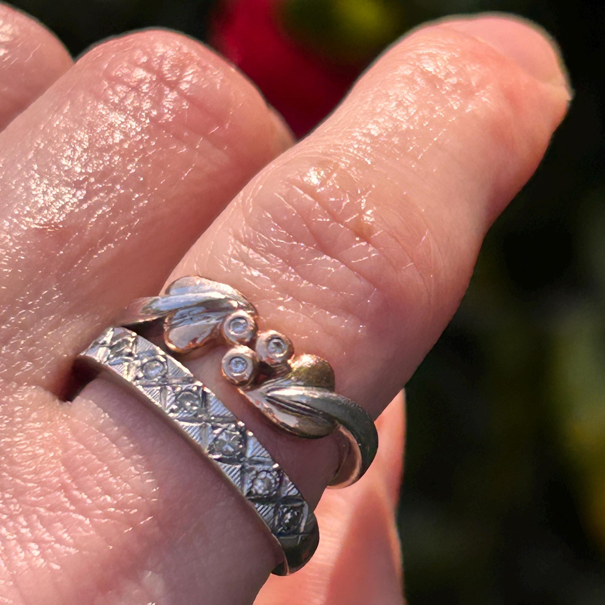 Vintage Clogau White Gold and Rose Gold Diamond Tree of Life Ring Size UK - K / US - 5.5