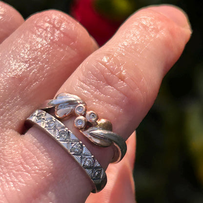 Vintage Clogau White Gold and Rose Gold Diamond Tree of Life Ring Size UK - K / US - 5.5