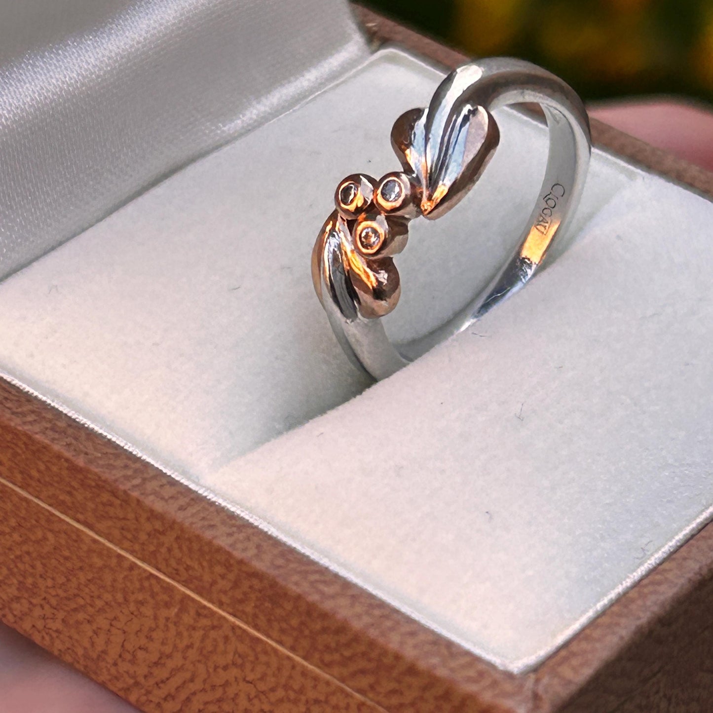 Vintage Clogau White Gold and Rose Gold Diamond Tree of Life Ring Size UK - K / US - 5.5