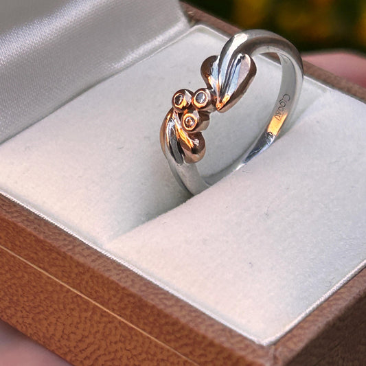 Vintage Clogau White Gold and Rose Gold Diamond Tree of Life Ring Size UK - K / US - 5.5