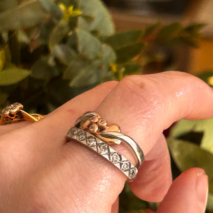 Vintage Clogau White Gold and Rose Gold Diamond Tree of Life Ring Size UK - K / US - 5.5