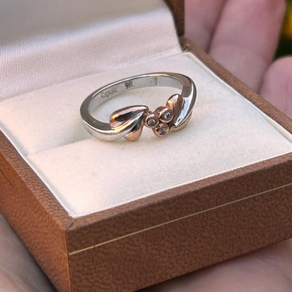 Vintage Clogau White Gold and Rose Gold Diamond Tree of Life Ring Size UK - K / US - 5.5