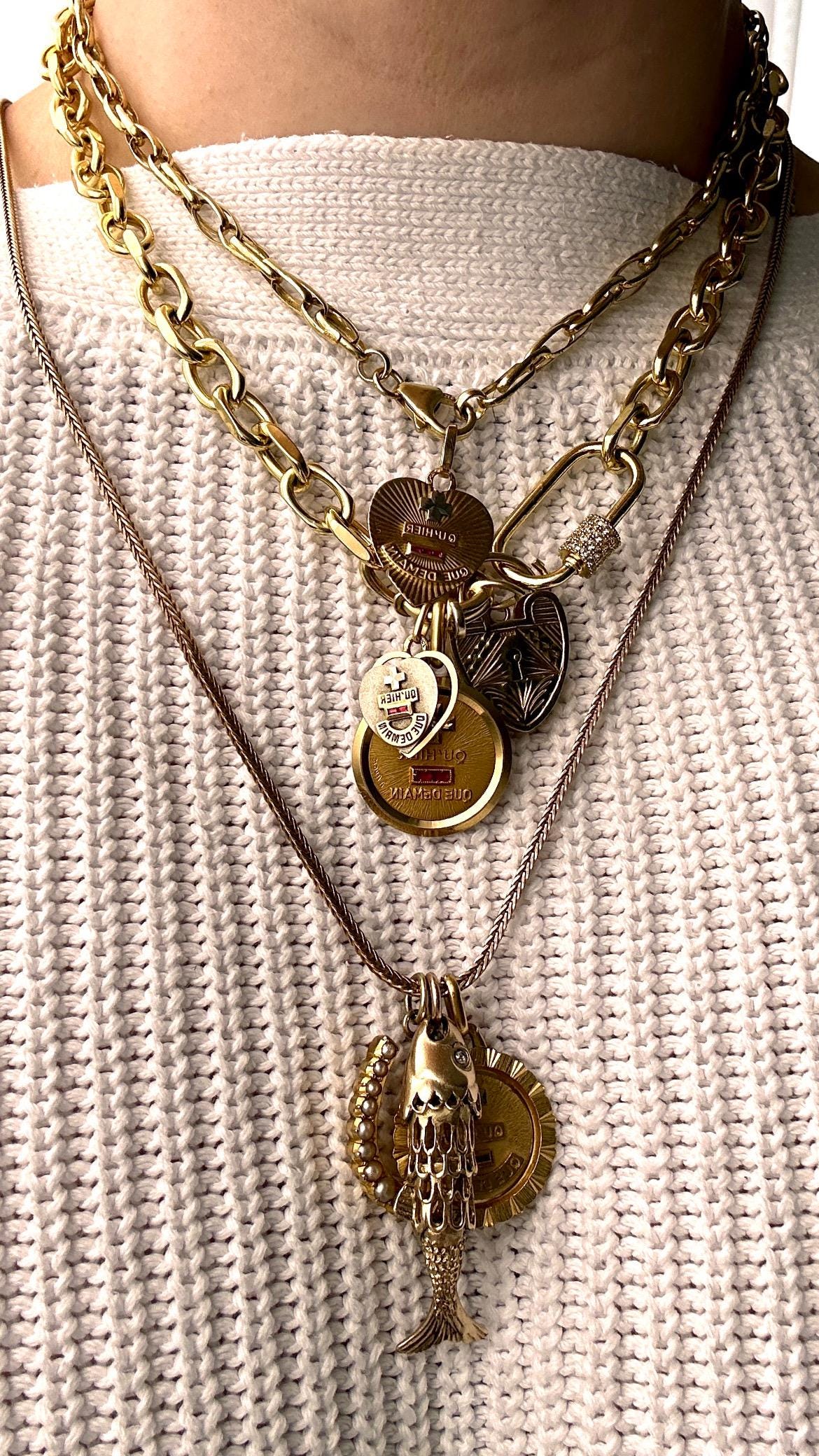 Antique 1921 9ct Gold Articulated Fish with Diamond Pendant - Lucky Charm