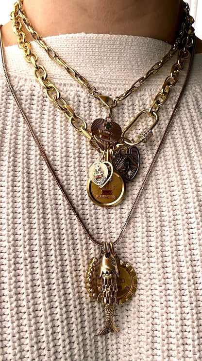 Antique 1921 9ct Gold Articulated Fish with Diamond Pendant - Lucky Charm