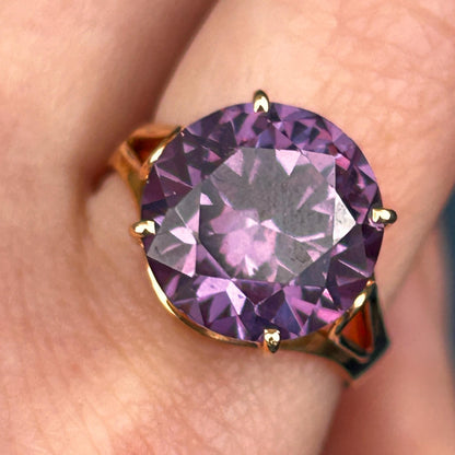 Pre-owned Amethyst 14ct Gold Large Cocktail Ring size M / 6.5