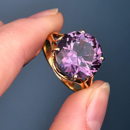 Pre-owned Amethyst 14ct Gold Large Cocktail Ring size M / 6.5