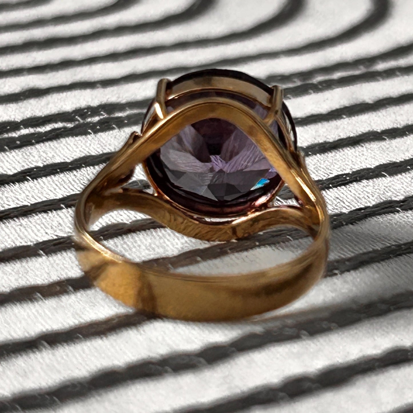 Pre-owned Amethyst 14ct Gold Large Cocktail Ring size M / 6.5