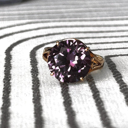 Pre-owned Amethyst 14ct Gold Large Cocktail Ring size M / 6.5