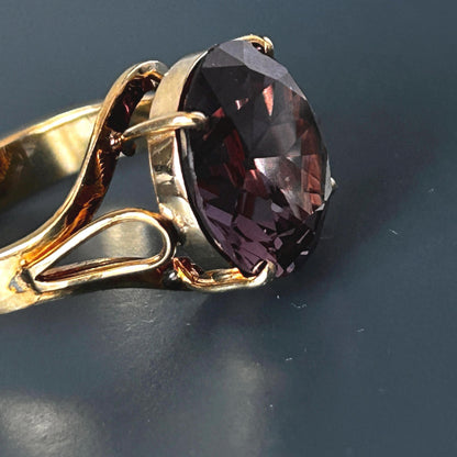 Pre-owned Amethyst 14ct Gold Large Cocktail Ring size M / 6.5