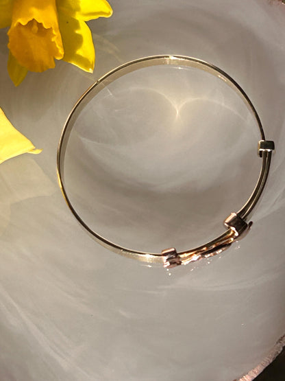 Vintage Clogau 9ct Gold Baby Bangle Expanding Tree of Life with Diamond - Christening Jewelry, Baby Shower Gift