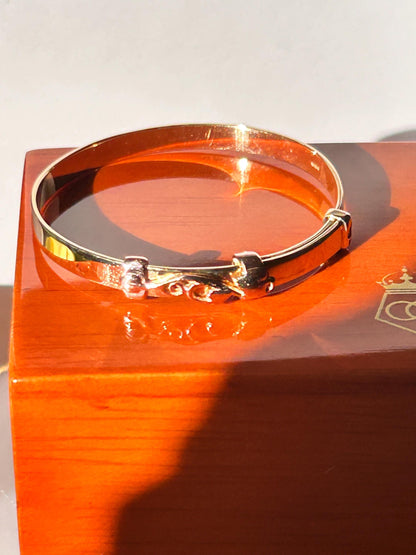 Vintage Clogau 9ct Gold Baby Bangle Expanding Tree of Life with Diamond - Christening Jewelry, Baby Shower Gift