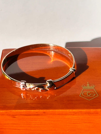 Vintage Clogau 9ct Gold Baby Bangle Expanding Tree of Life with Diamond - Christening Jewelry, Baby Shower Gift