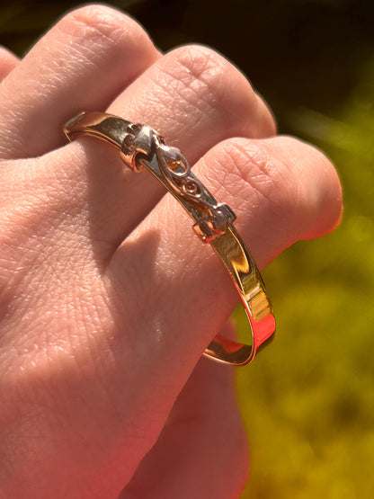 Vintage Clogau 9ct Gold Baby Bangle Expanding Tree of Life with Diamond - Christening Jewelry, Baby Shower Gift
