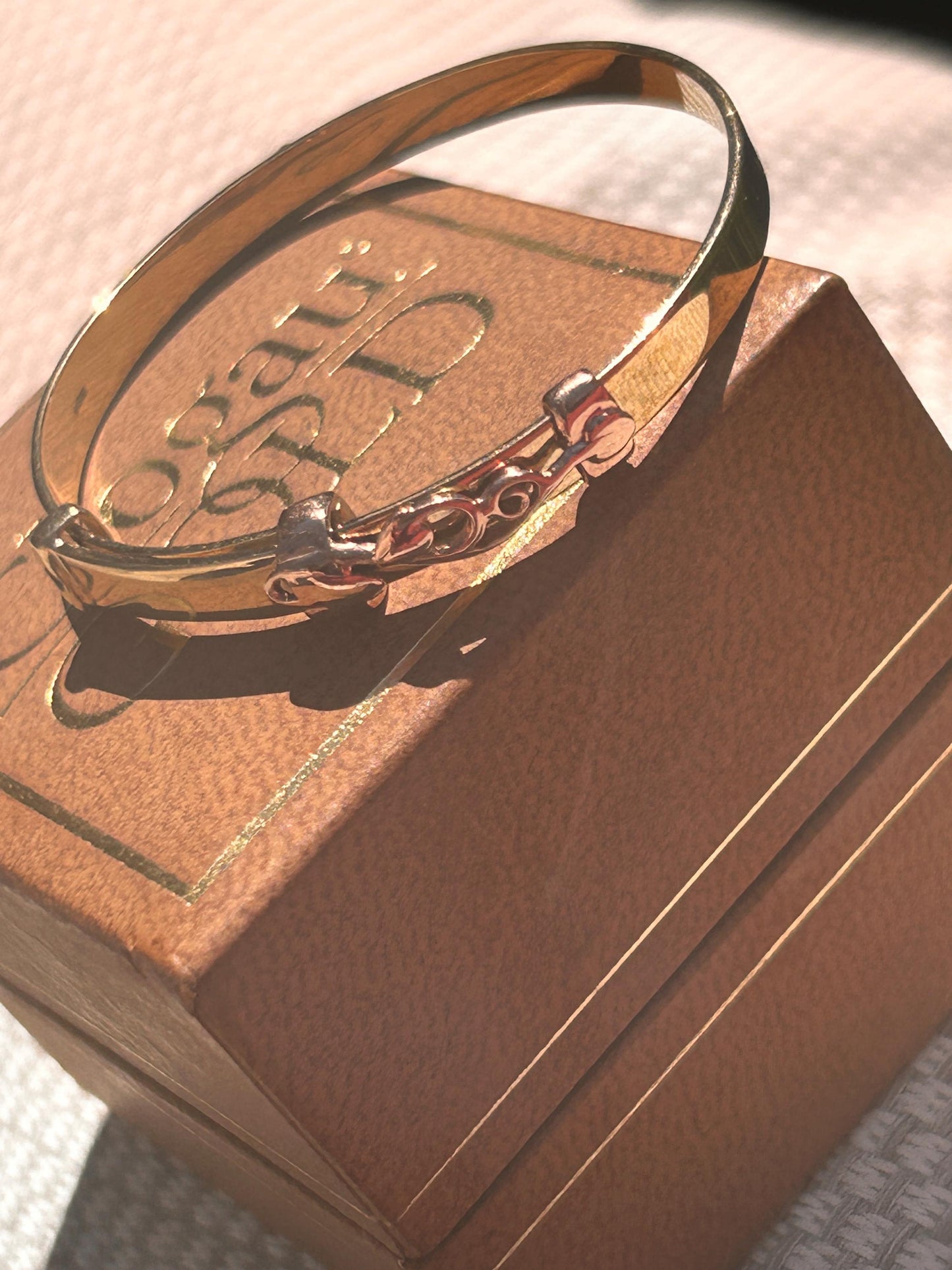 Vintage Clogau 9ct Gold Baby Bangle Expanding Tree of Life with Diamond - Christening Jewelry, Baby Shower Gift