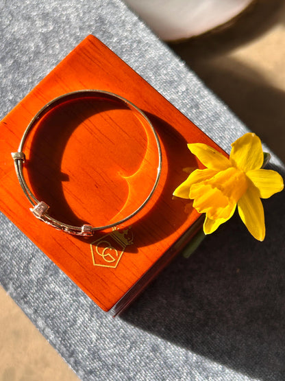Vintage Clogau 9ct Gold Baby Bangle Expanding Tree of Life with Diamond - Christening Jewelry, Baby Shower Gift