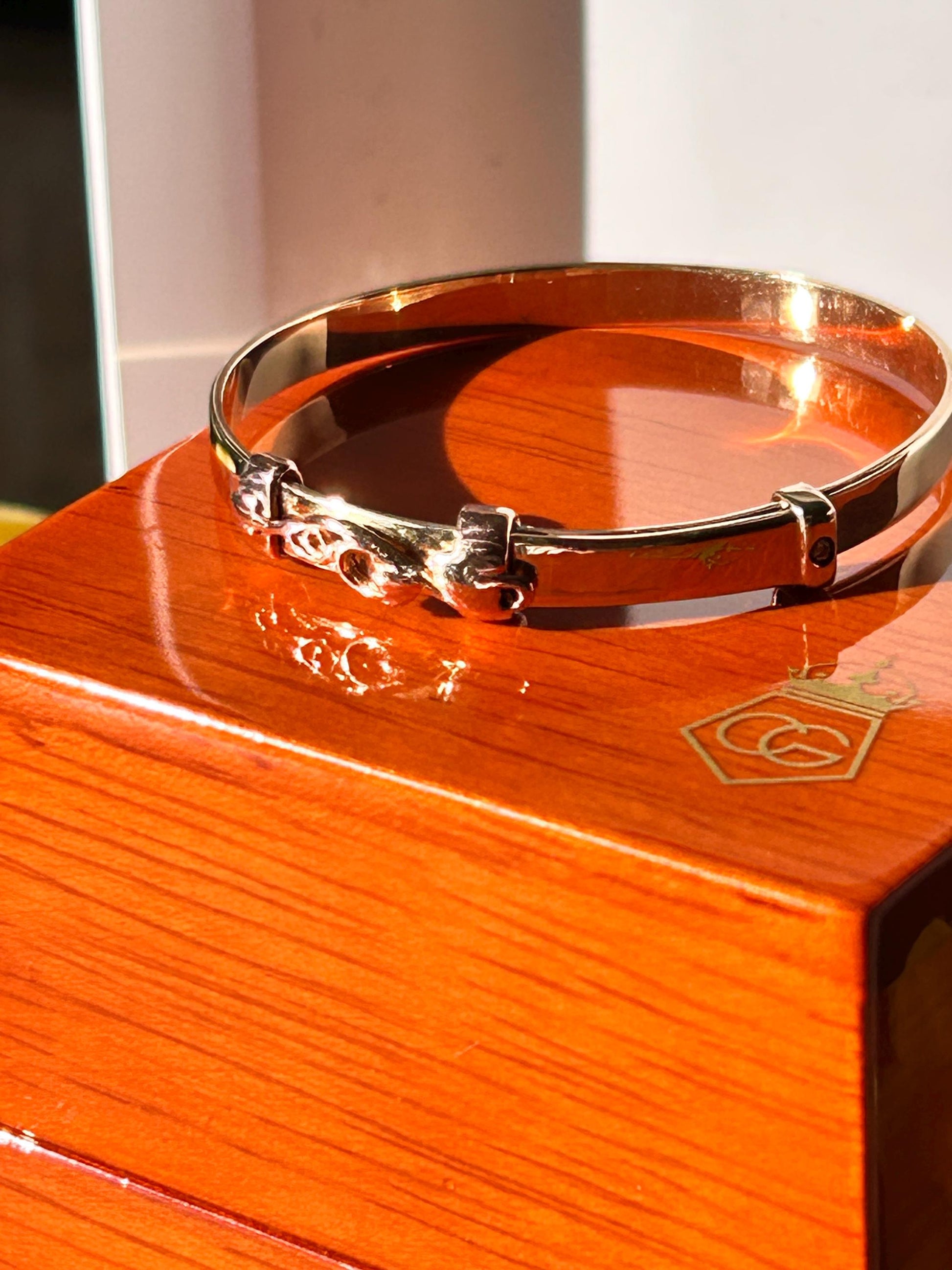 Vintage Clogau 9ct Gold Baby Bangle Expanding Tree of Life with Diamond - Christening Jewelry, Baby Shower Gift
