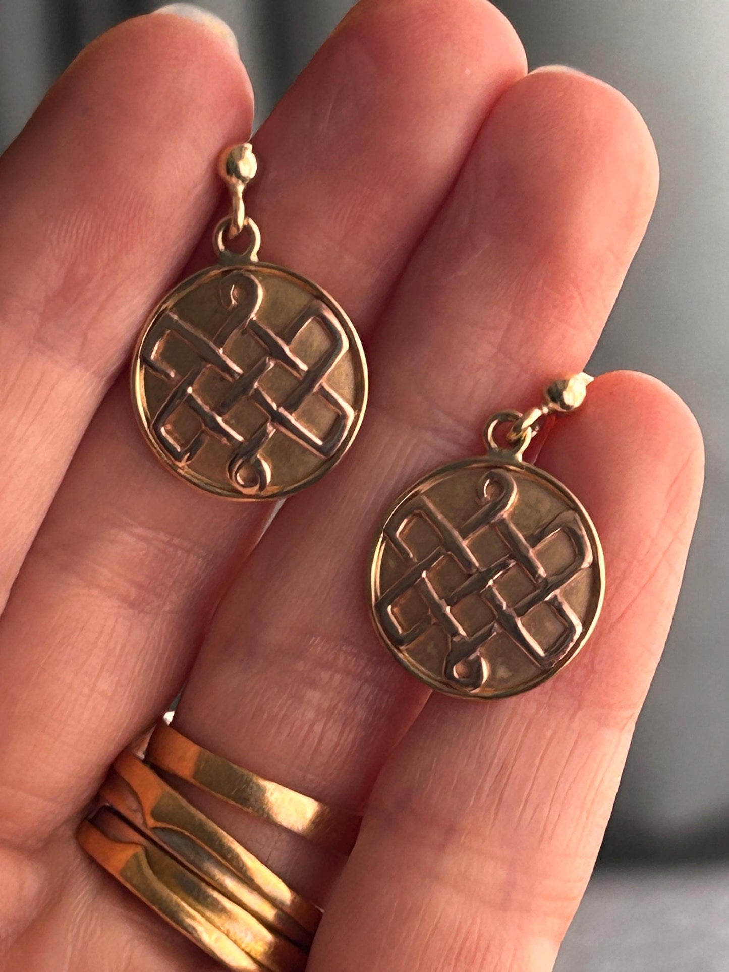 Vintage Clogau 9ct Gold Celtic Knot Earrings Drop - Lady Guinevere Collection