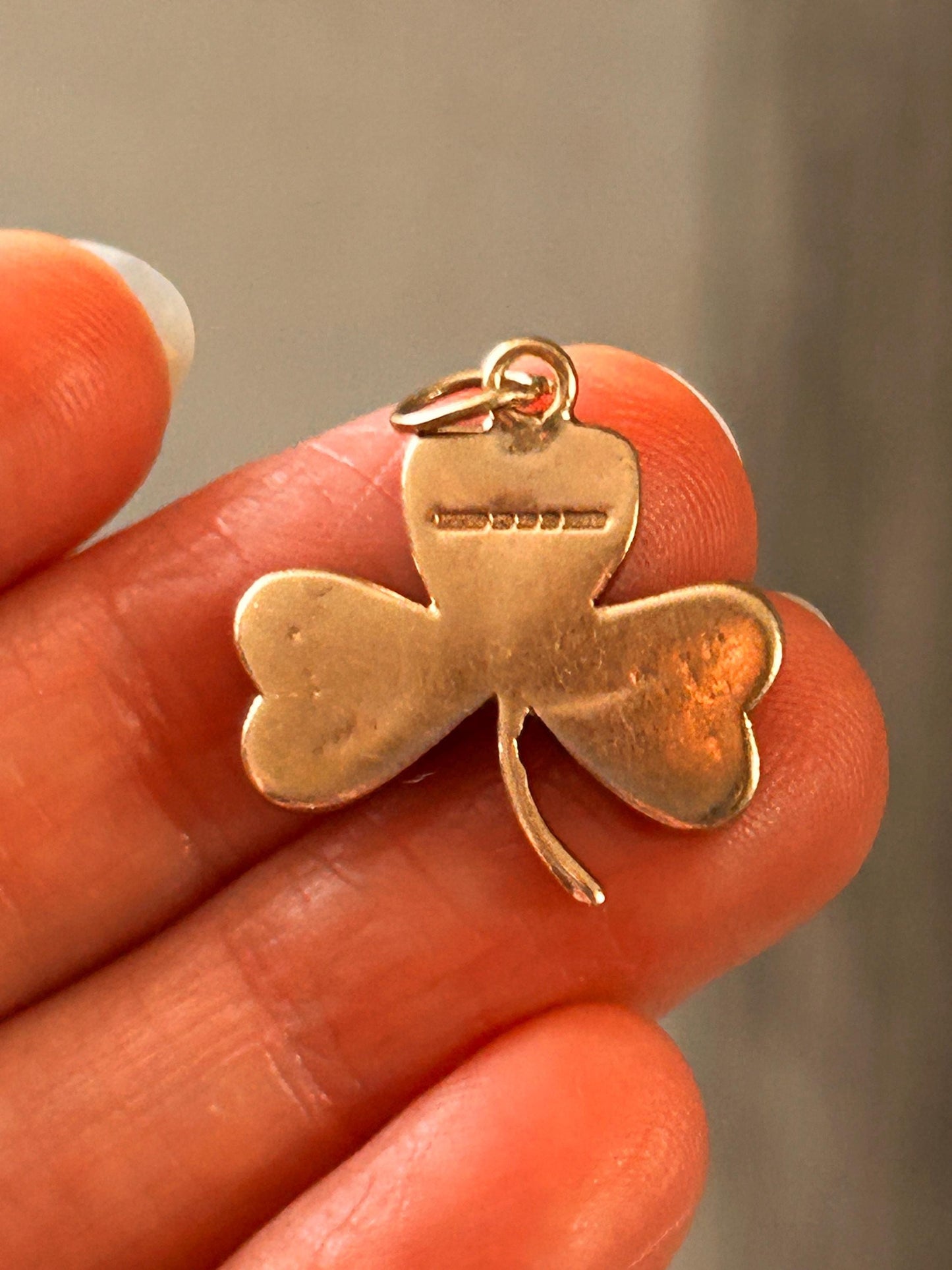 Antique 9ct Gold Victorian Irish Shamrock Clover Charm Pendant 1901 Hallmarks - Lucky Charm Trefoil Enamel