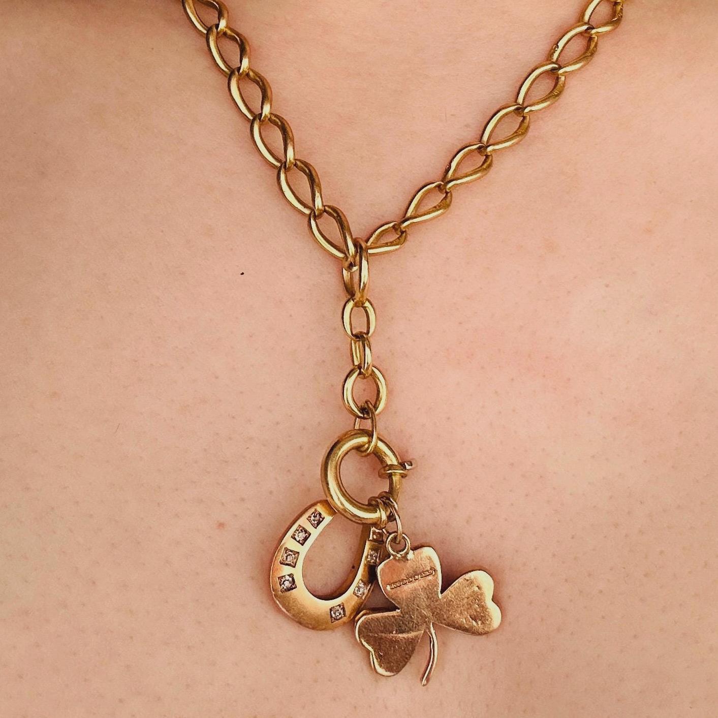 Antique 9ct Gold Victorian Irish Shamrock Clover Charm Pendant 1901 Hallmarks - Lucky Charm Trefoil Enamel