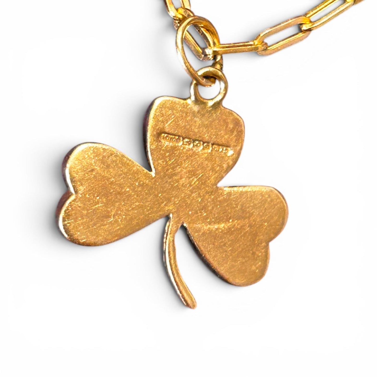 Antique 9ct Gold Victorian Irish Shamrock Clover Charm Pendant 1901 Hallmarks - Lucky Charm Trefoil Enamel