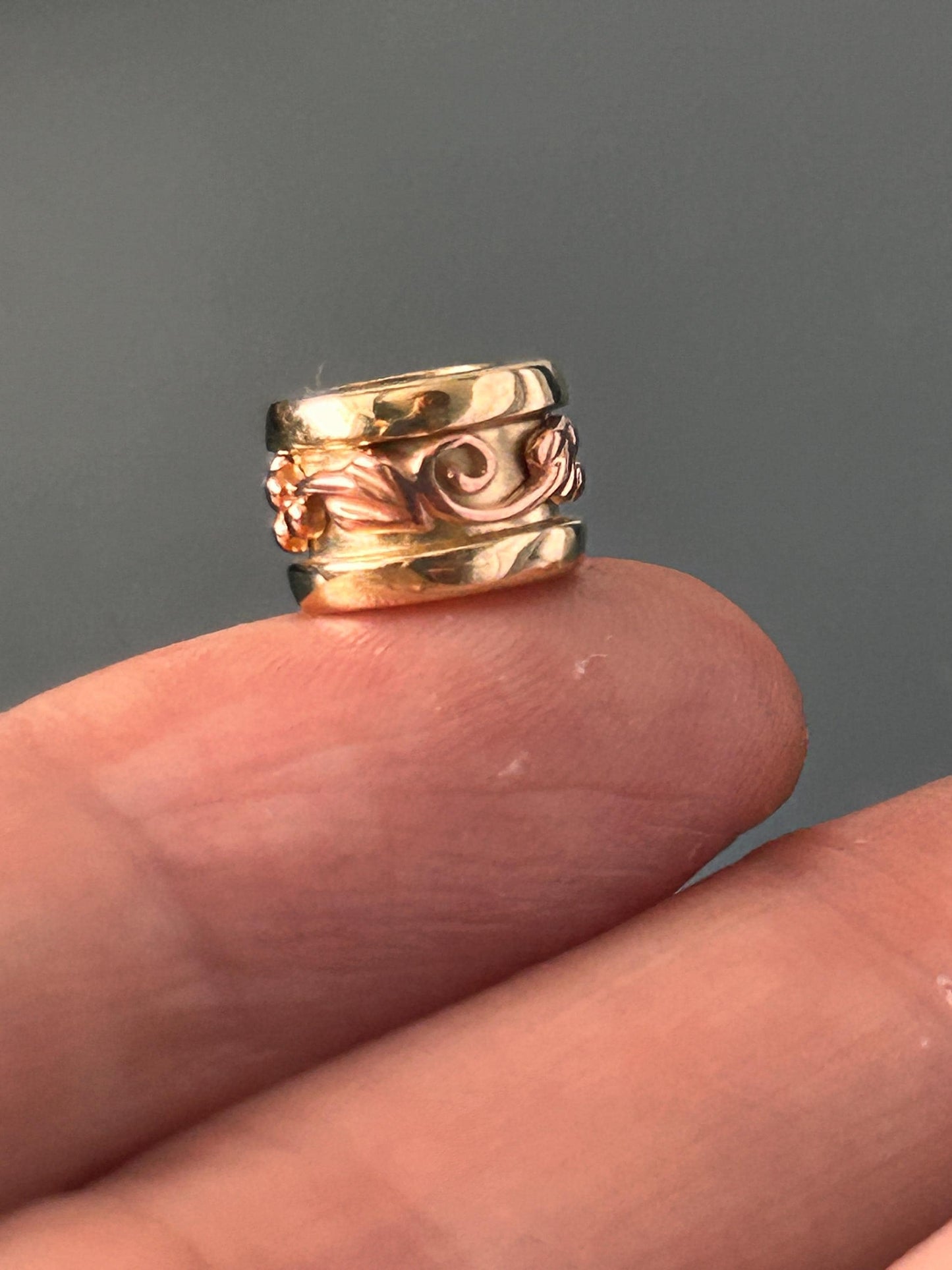 Vintage Clogau 9ct Gold Spacer Pendant Barrel Bead Charm Tree of Life Yellow and Rose Gold