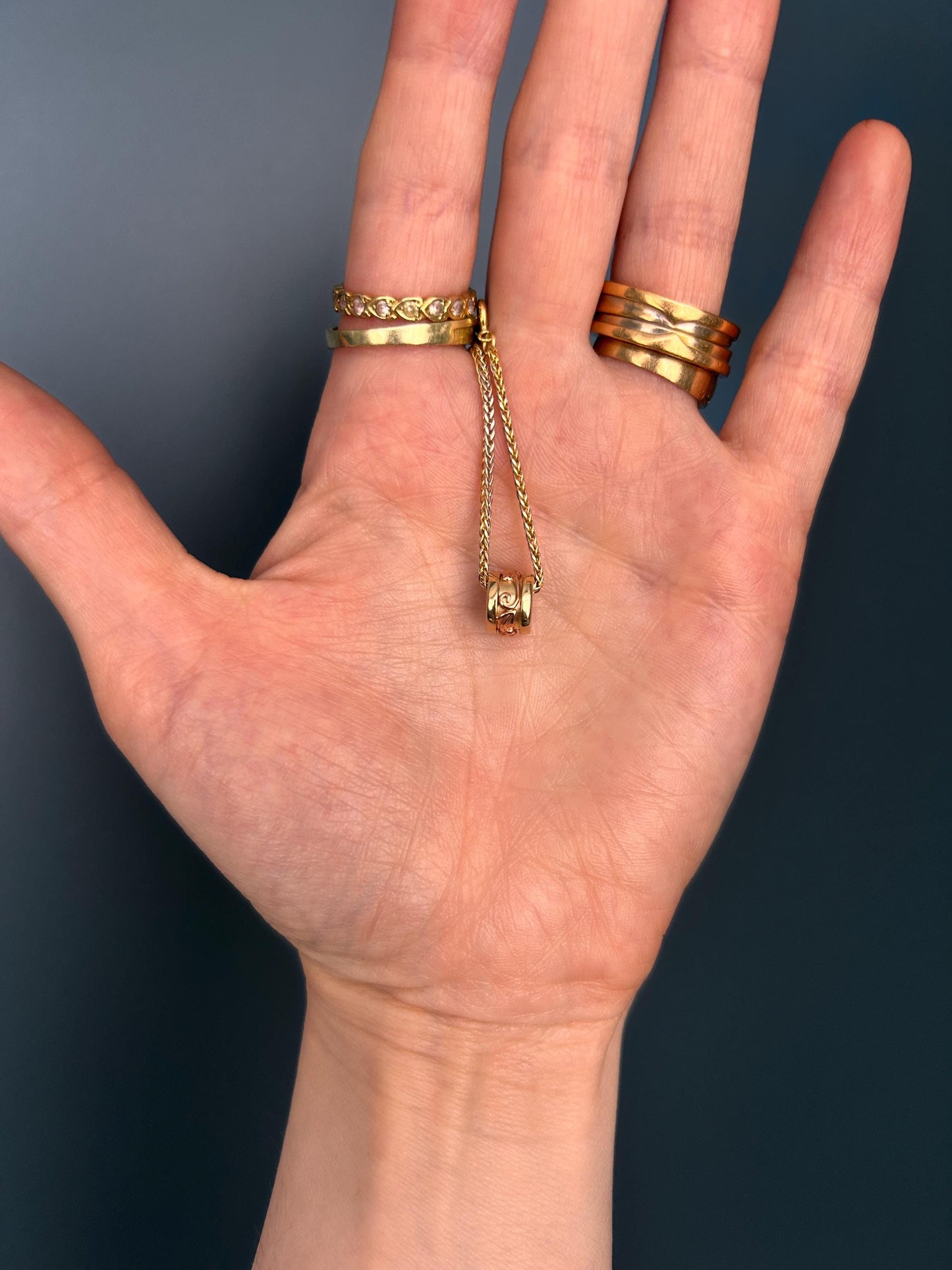 Vintage Clogau 9ct Gold Spacer Pendant Barrel Bead Charm Tree of Life Yellow and Rose Gold