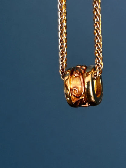 Vintage Clogau 9ct Gold Spacer Pendant Barrel Bead Charm Tree of Life Yellow and Rose Gold