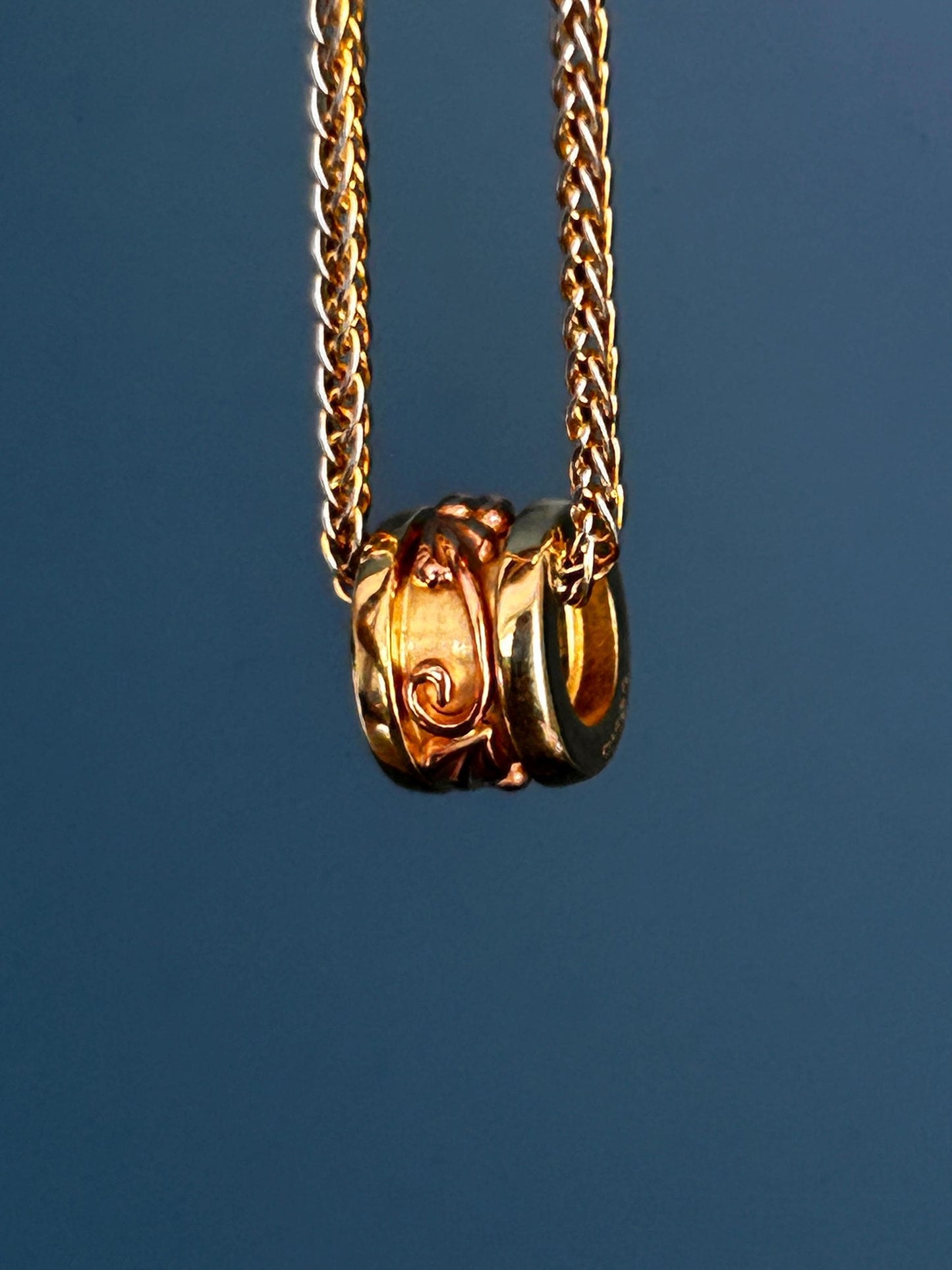 Vintage Clogau 9ct Gold Spacer Pendant Barrel Bead Charm Tree of Life Yellow and Rose Gold