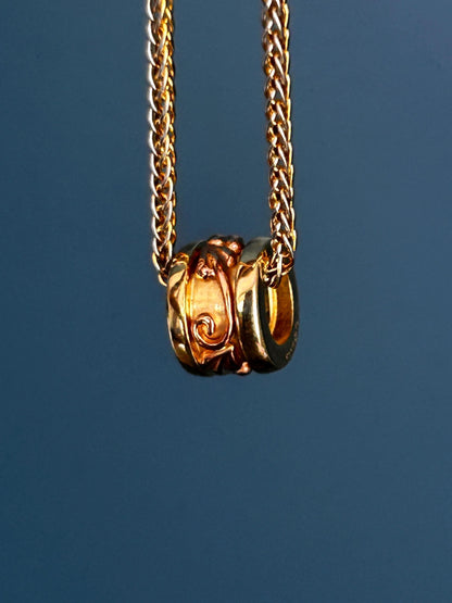 Vintage Clogau 9ct Gold Spacer Pendant Barrel Bead Charm Tree of Life Yellow and Rose Gold