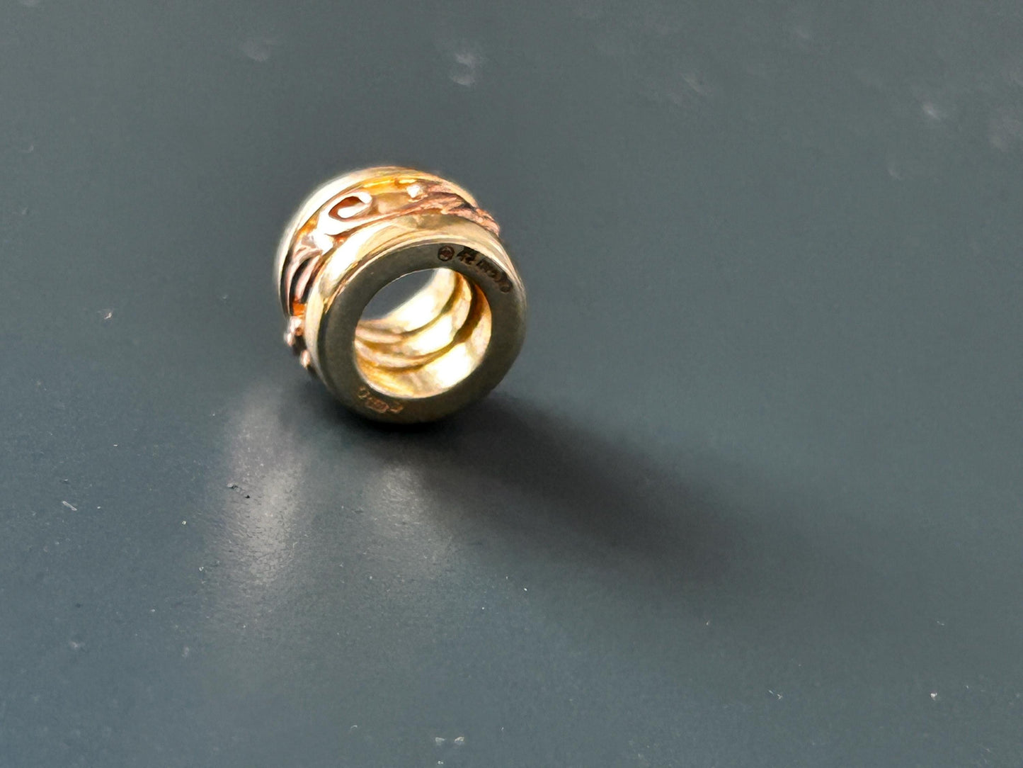 Vintage Clogau 9ct Gold Spacer Pendant Barrel Bead Charm Tree of Life Yellow and Rose Gold