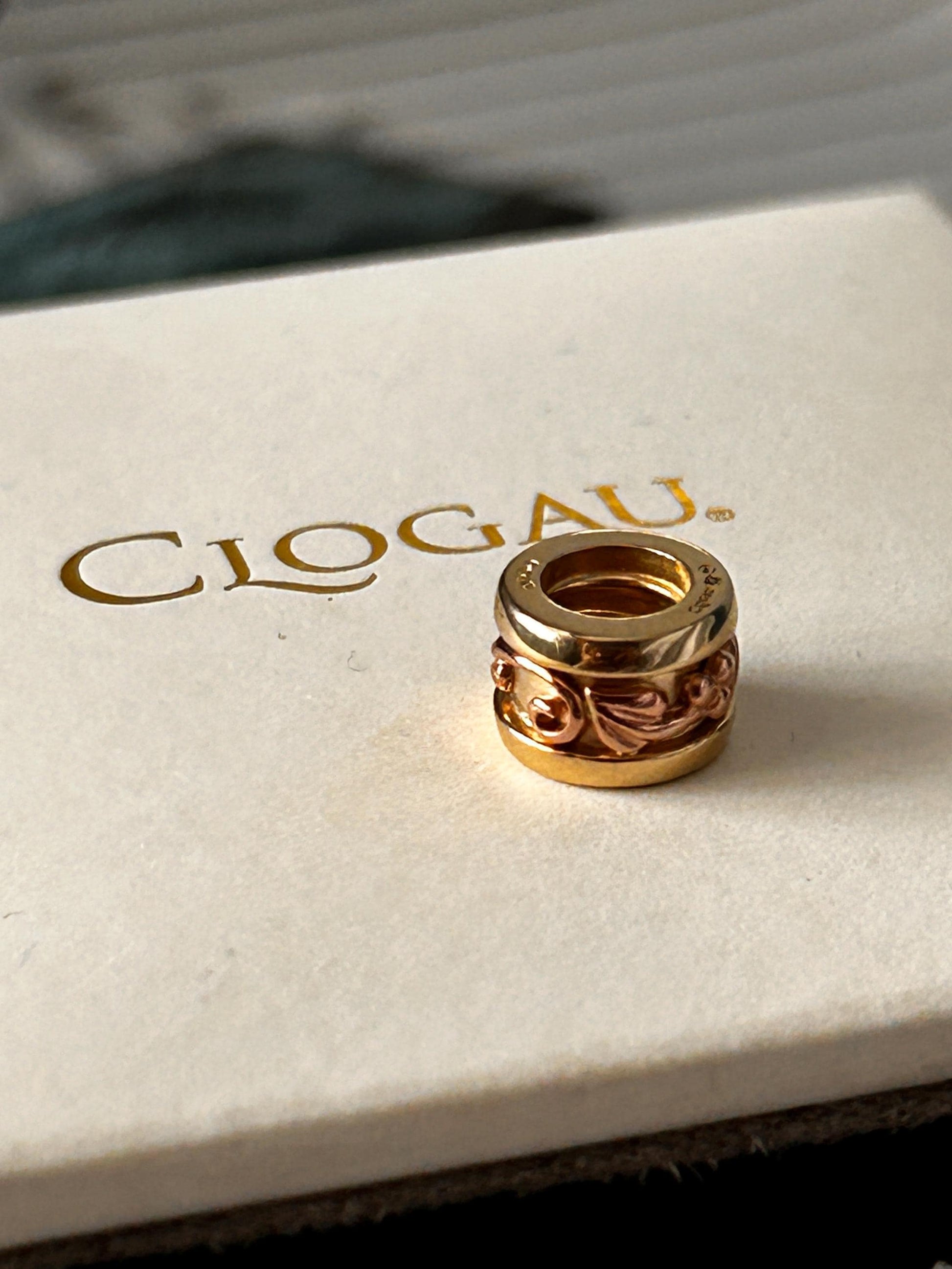 Vintage Clogau 9ct Gold Spacer Pendant Barrel Bead Charm Tree of Life Yellow and Rose Gold