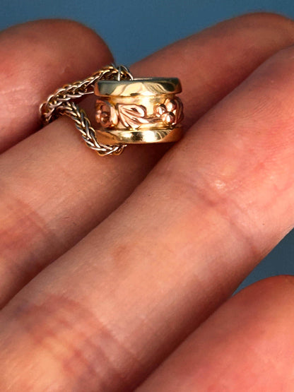 Vintage Clogau 9ct Gold Spacer Pendant Barrel Bead Charm Tree of Life Yellow and Rose Gold