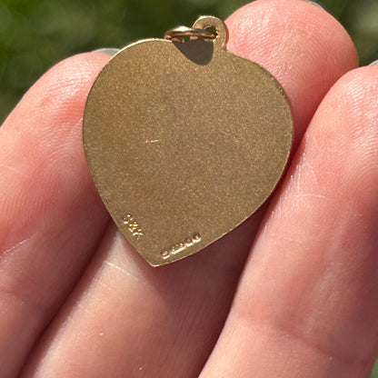Vintage 9ct Gold St Christopher Heart Pendant Religious Charm