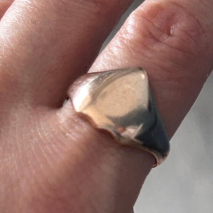 Antique 1920 9ct Rose Gold Solid Shield Ring UK N US 7
