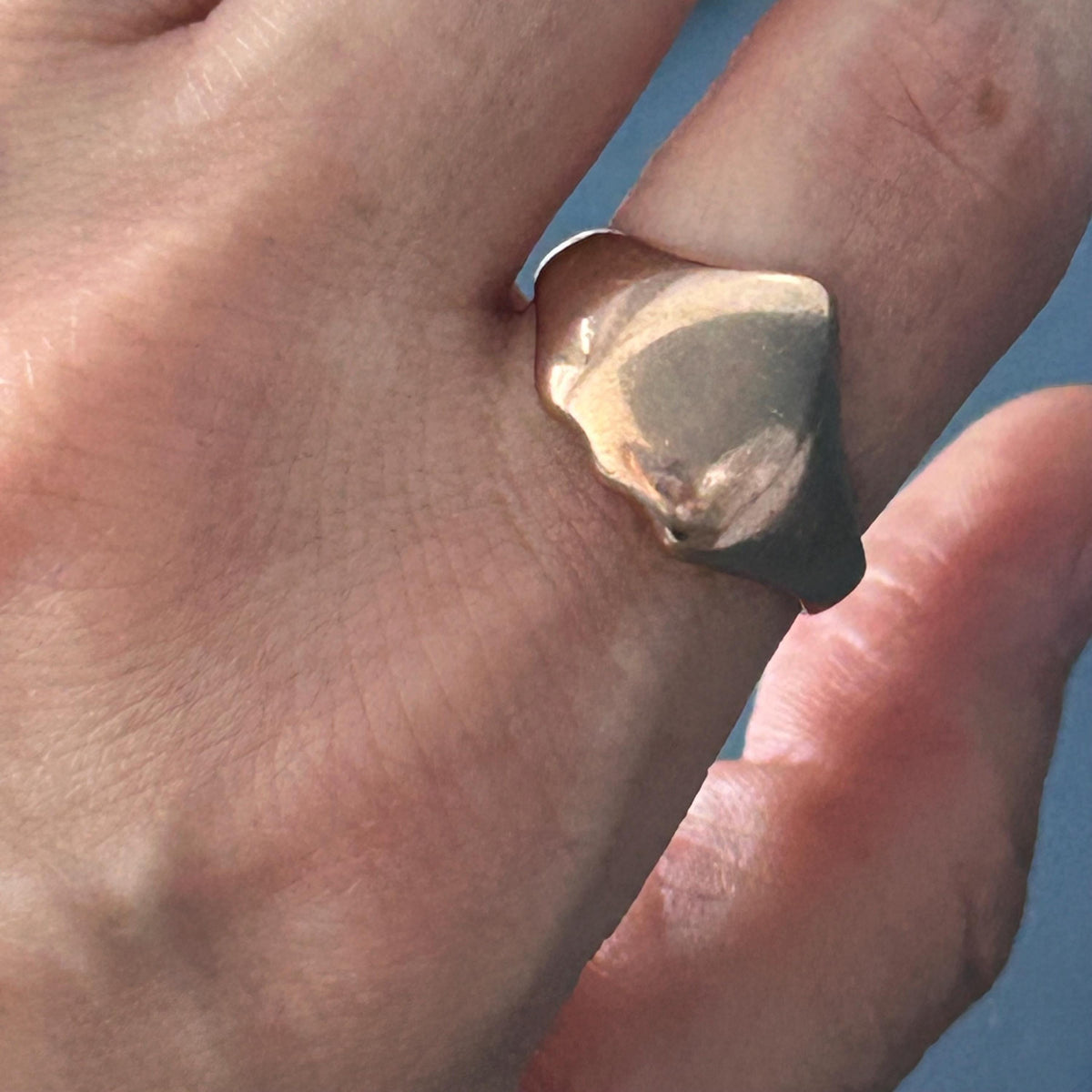 Antique 1920 9ct Rose Gold Solid Shield Ring UK N US 7