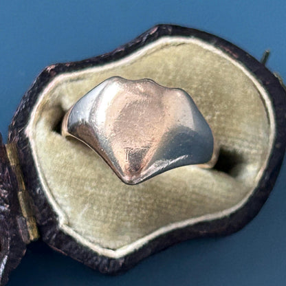 Antique 1920 9ct Rose Gold Solid Shield Ring UK N US 7
