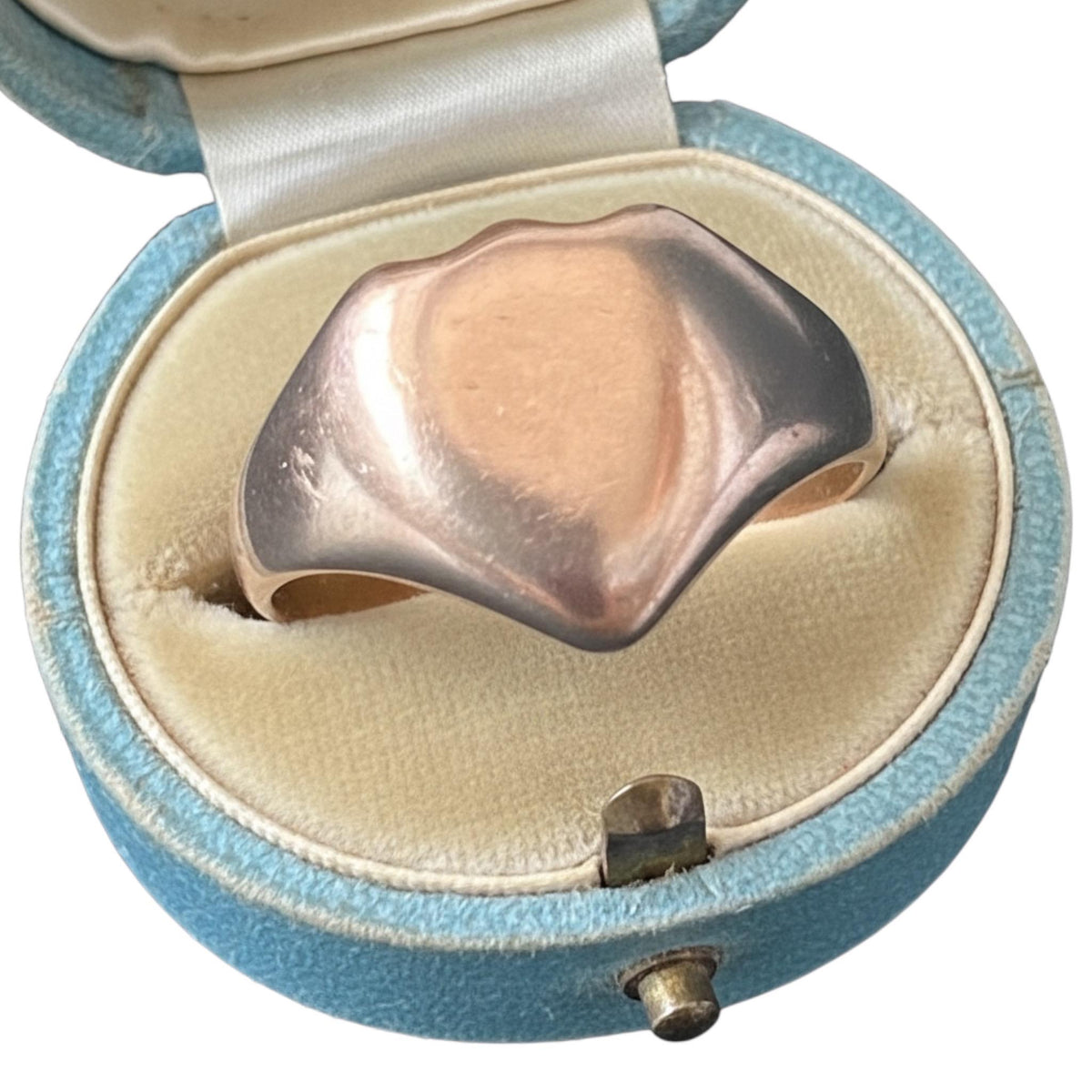 Antique 1920 9ct Rose Gold Solid Shield Ring UK N US 7