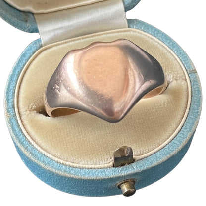 Antique 1920 9ct Rose Gold Solid Shield Ring UK N US 7