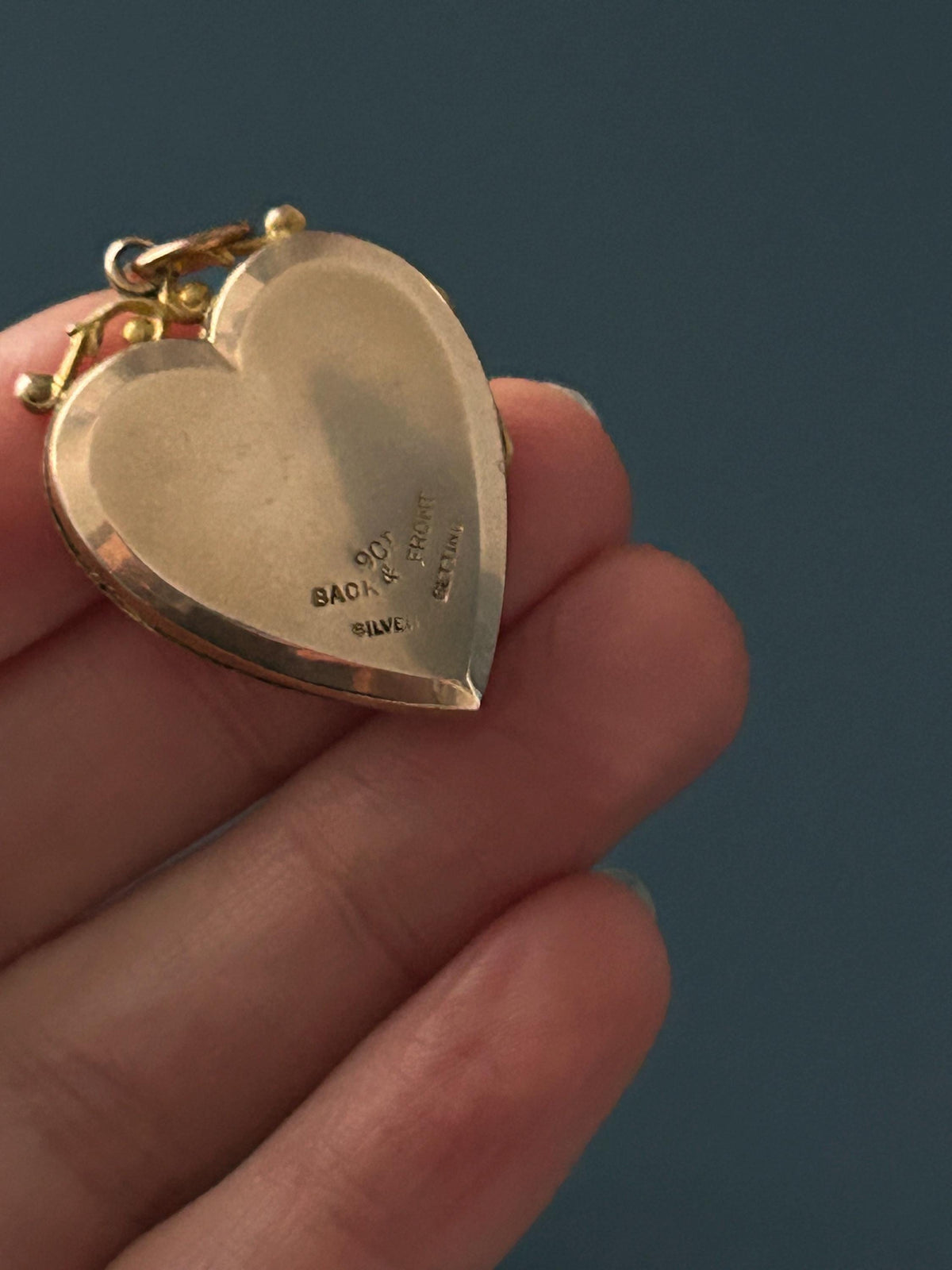 Victorian 9ct Gold Paste Swallow Heart Locket Pendant - Antique Jewelry